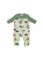 Angel Dear Farm Machines Romper w/ Contrast Sleeve