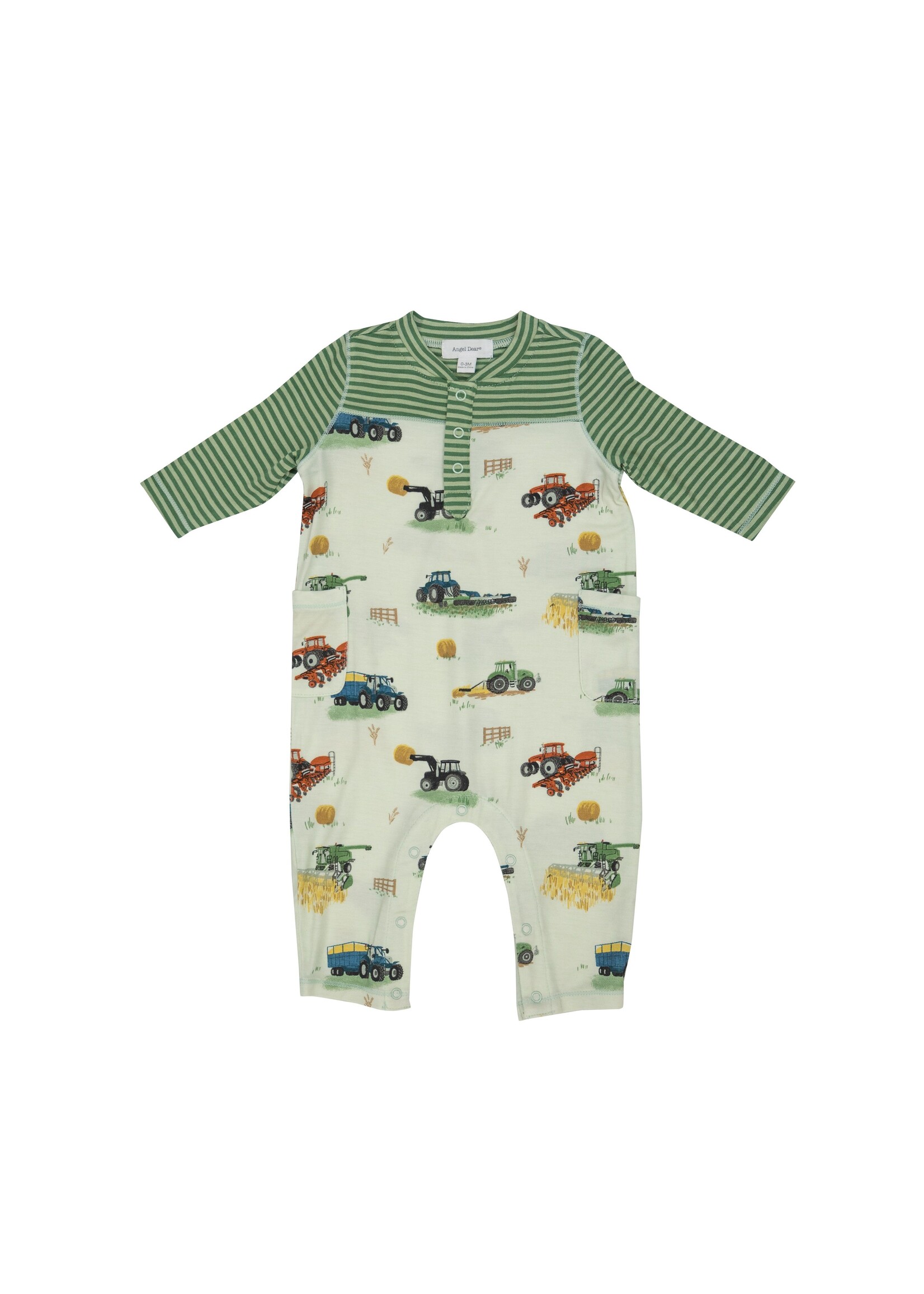 Angel Dear Farm Machines Romper w/ Contrast Sleeve