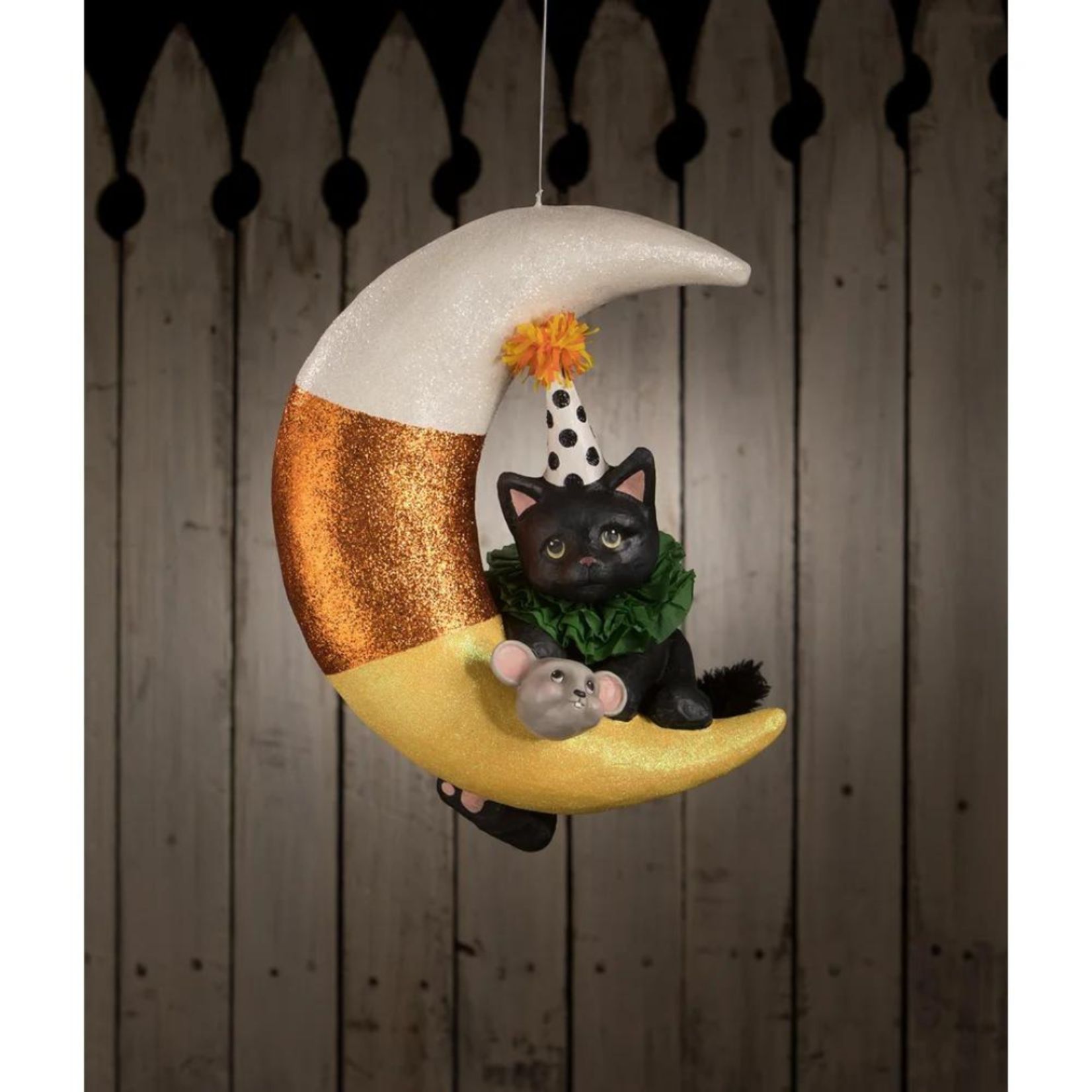 Bethany Lowe Designs, Inc. Party Kitty on Candy Corn Moon