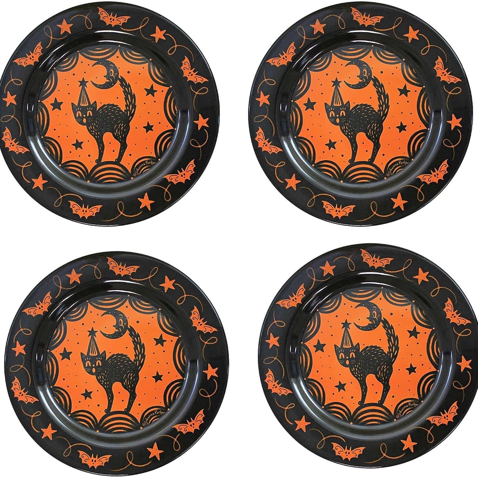 Bethany Lowe Designs, Inc. Johanna Parker Halloween Scaredy Cat Plates