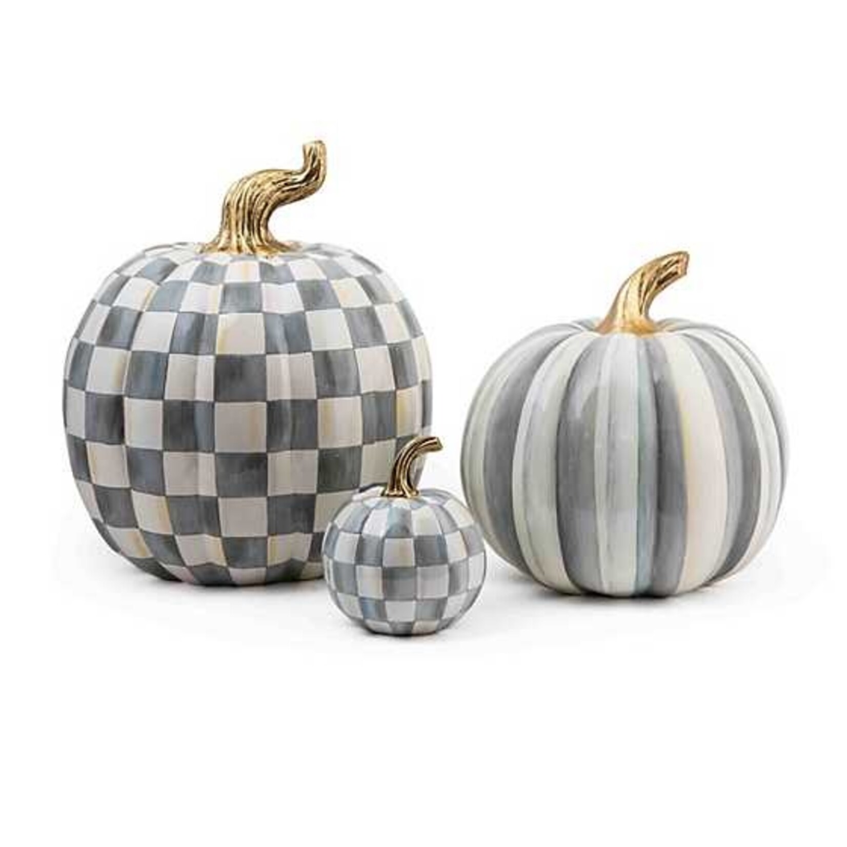 MacKenzie-Childs Sterling Stripe Pumpkin - Medium