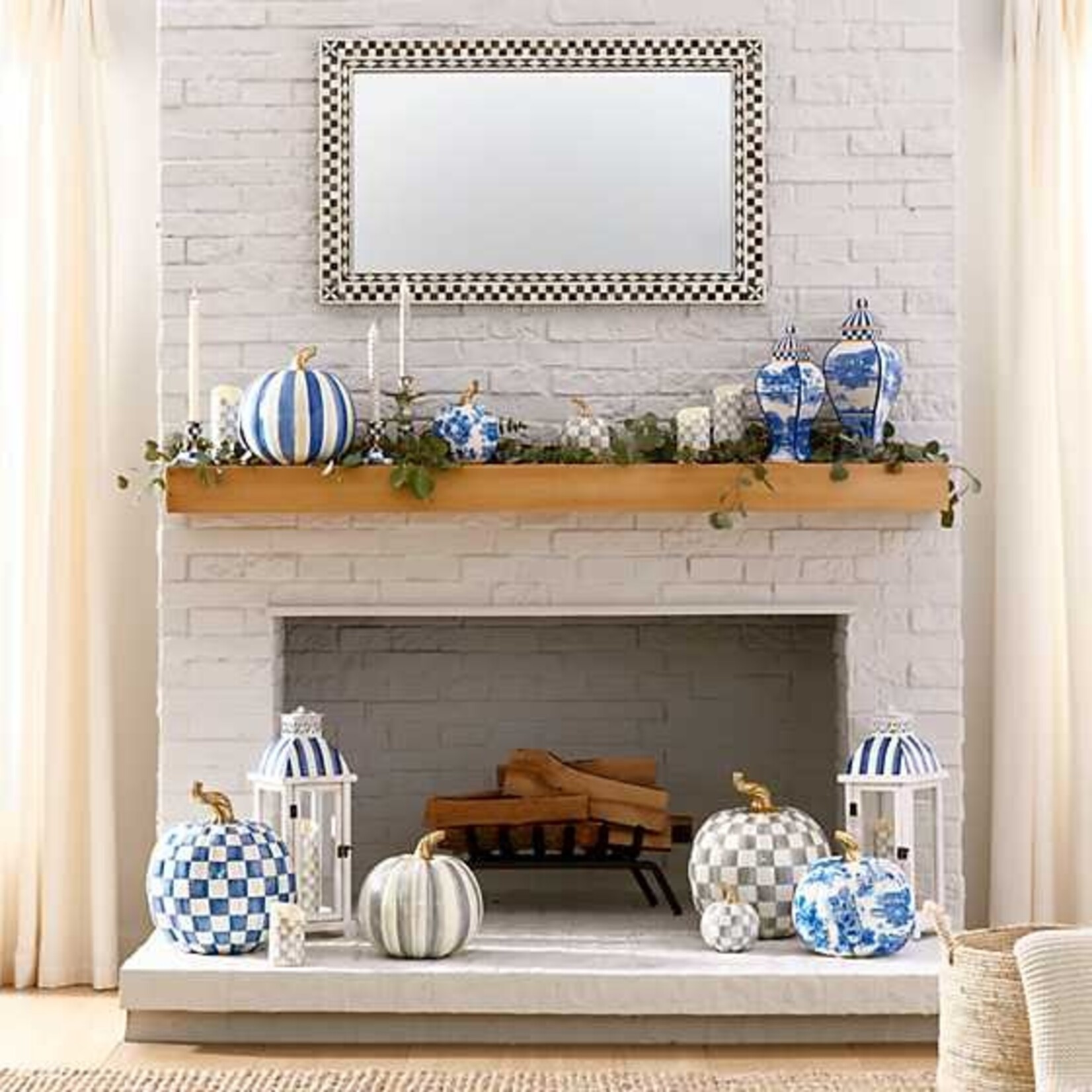 MacKenzie-Childs Sterling Stripe Pumpkin - Medium