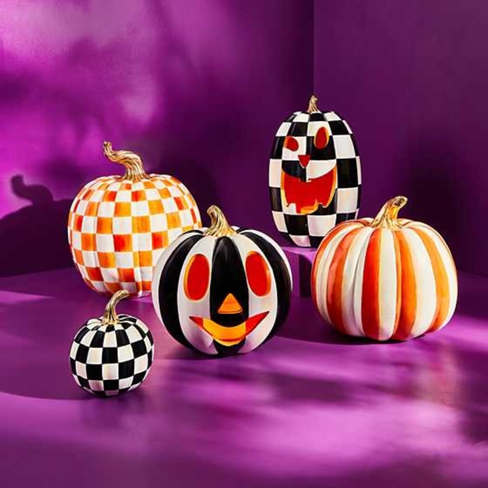 MacKenzie-Childs Courtly Stripe Illuminated Jack O' Lantern