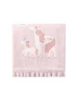 Elegant Baby Violet Unicorn Knit With Fur Backing Baby Blanket