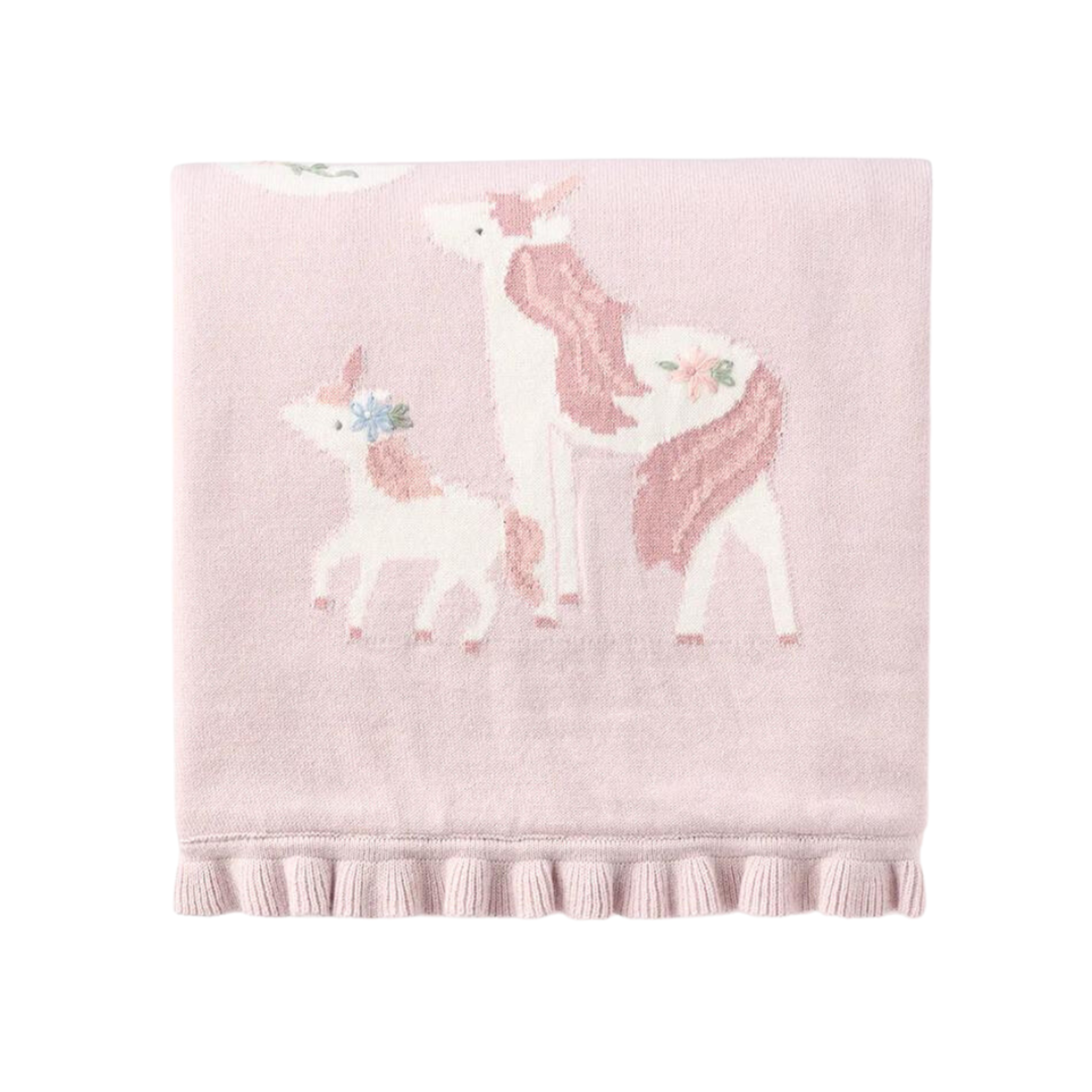 Elegant Baby Violet Unicorn Knit With Fur Backing Baby Blanket