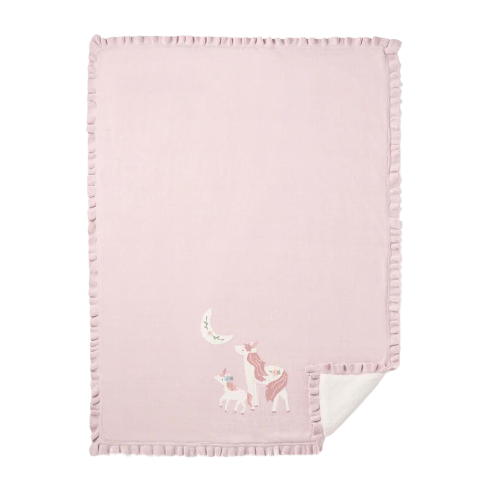Elegant Baby Violet Unicorn Knit With Fur Backing Baby Blanket