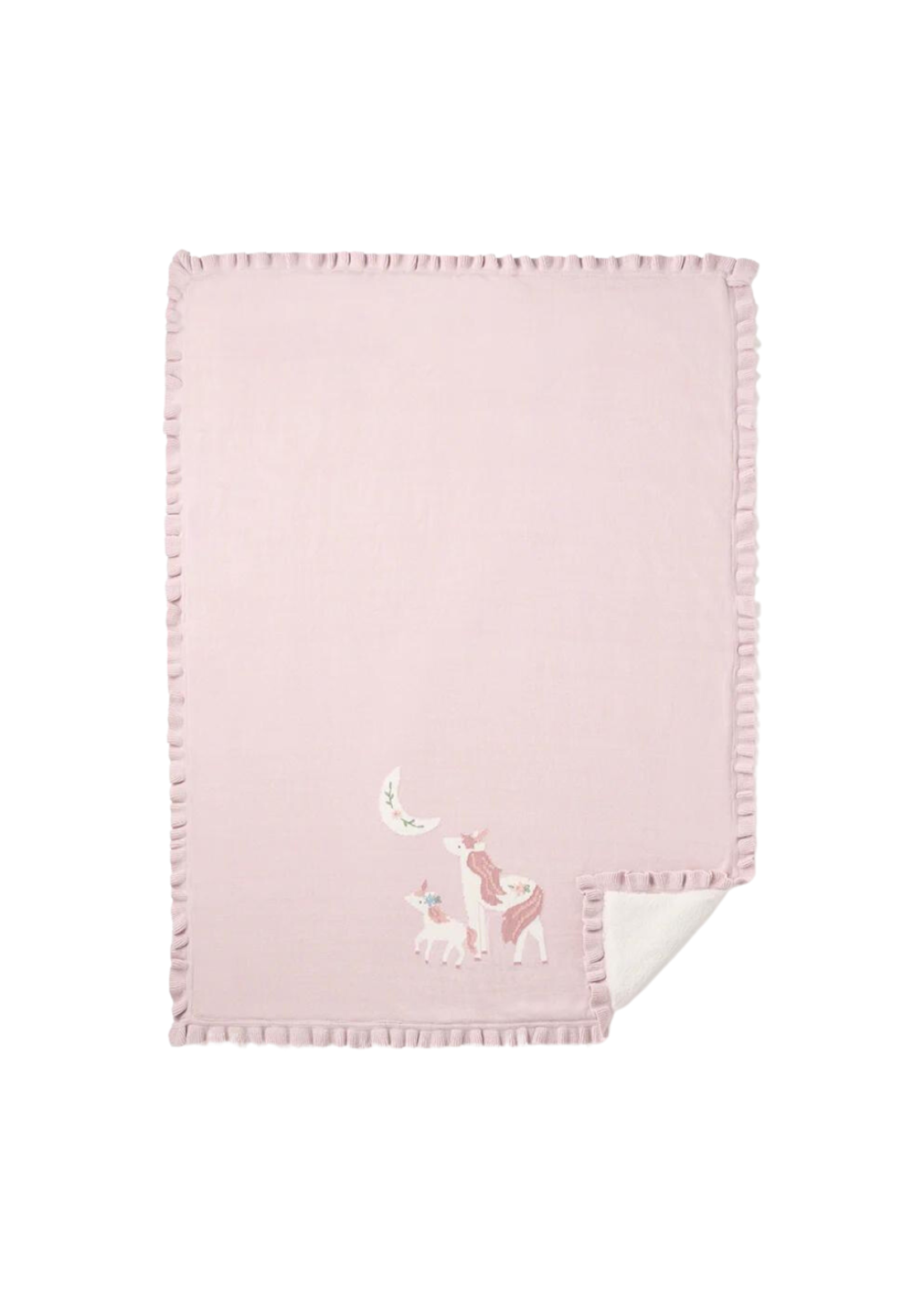 Elegant Baby Violet Unicorn Knit With Fur Backing Baby Blanket