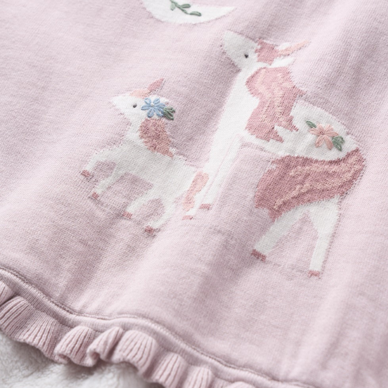 Elegant Baby Violet Unicorn Knit With Fur Backing Baby Blanket
