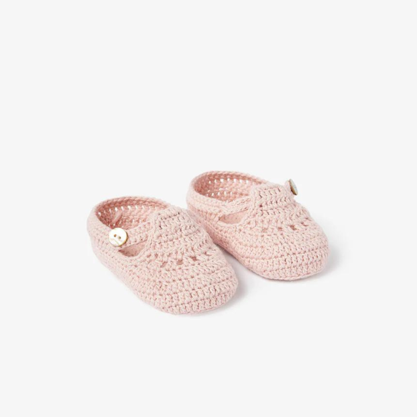 Elegant Baby Blush T-Strap Hand Crochet Baby Booties (0-12M)