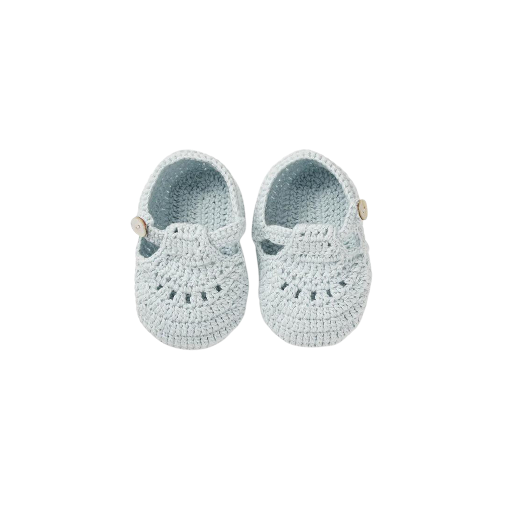 Elegant Baby Pale Blue T-Strap Hand Crochet Baby Booties (0-12M)