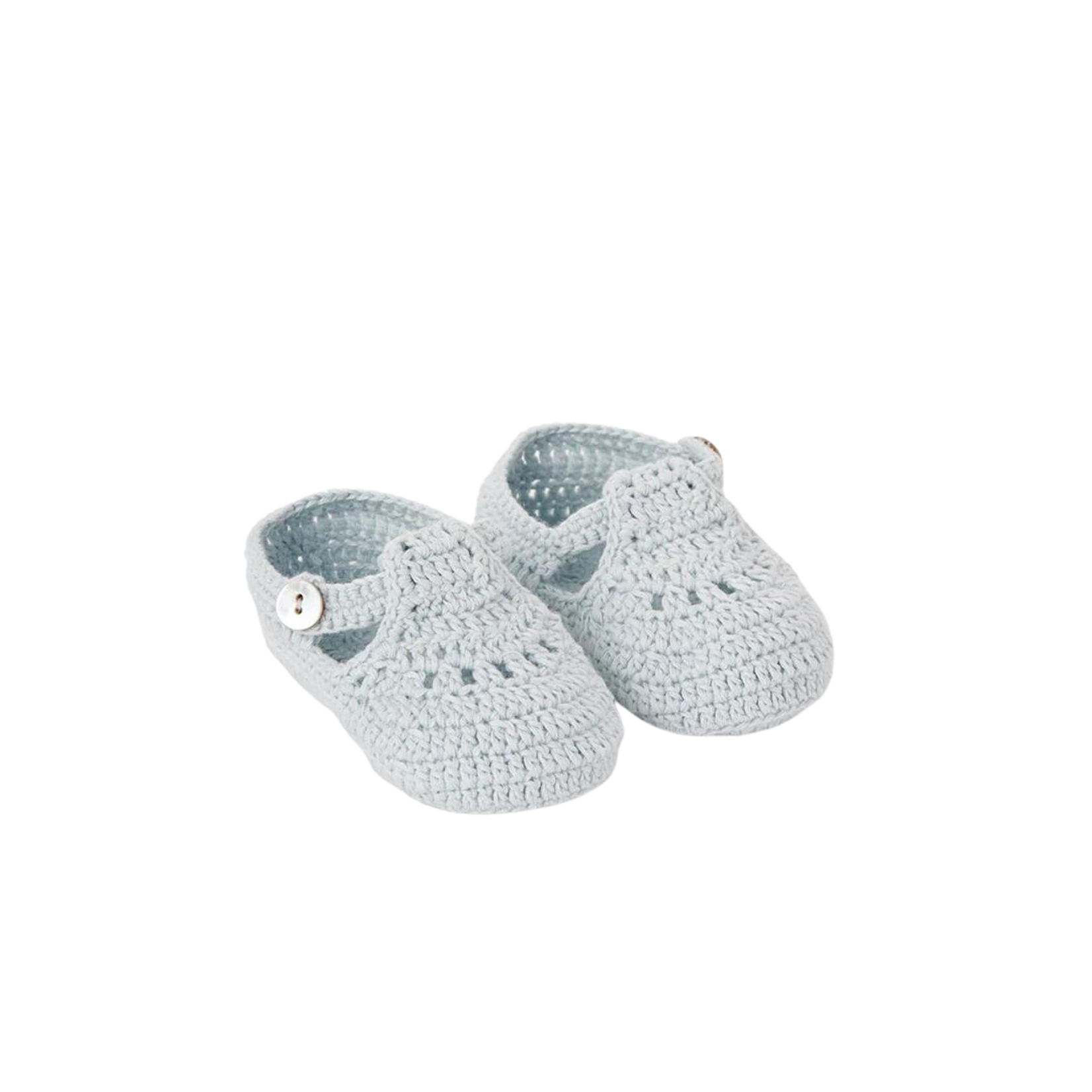 Elegant Baby Pale Blue T-Strap Hand Crochet Baby Booties (0-12M)