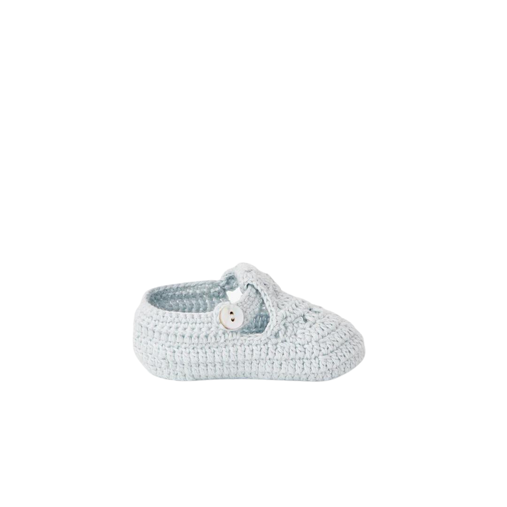 Elegant Baby Pale Blue T-Strap Hand Crochet Baby Booties (0-12M)