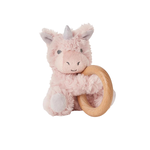 Elegant Baby Plush Unicorn Wooden Ring Rattle