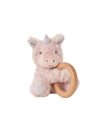 Elegant Baby Plush Unicorn Wooden Ring Rattle