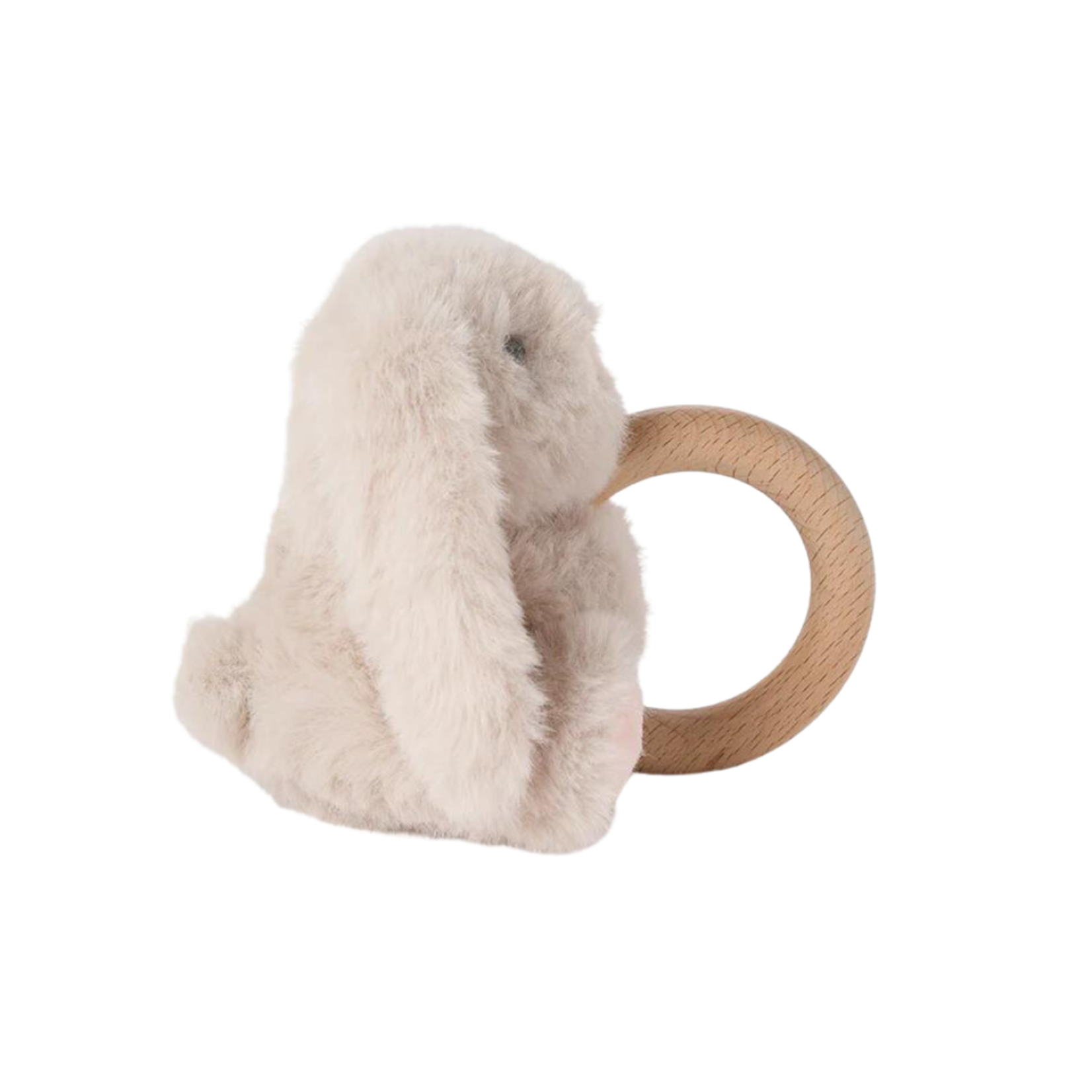 Elegant Baby Plush Bunny Wooden Ring Rattle
