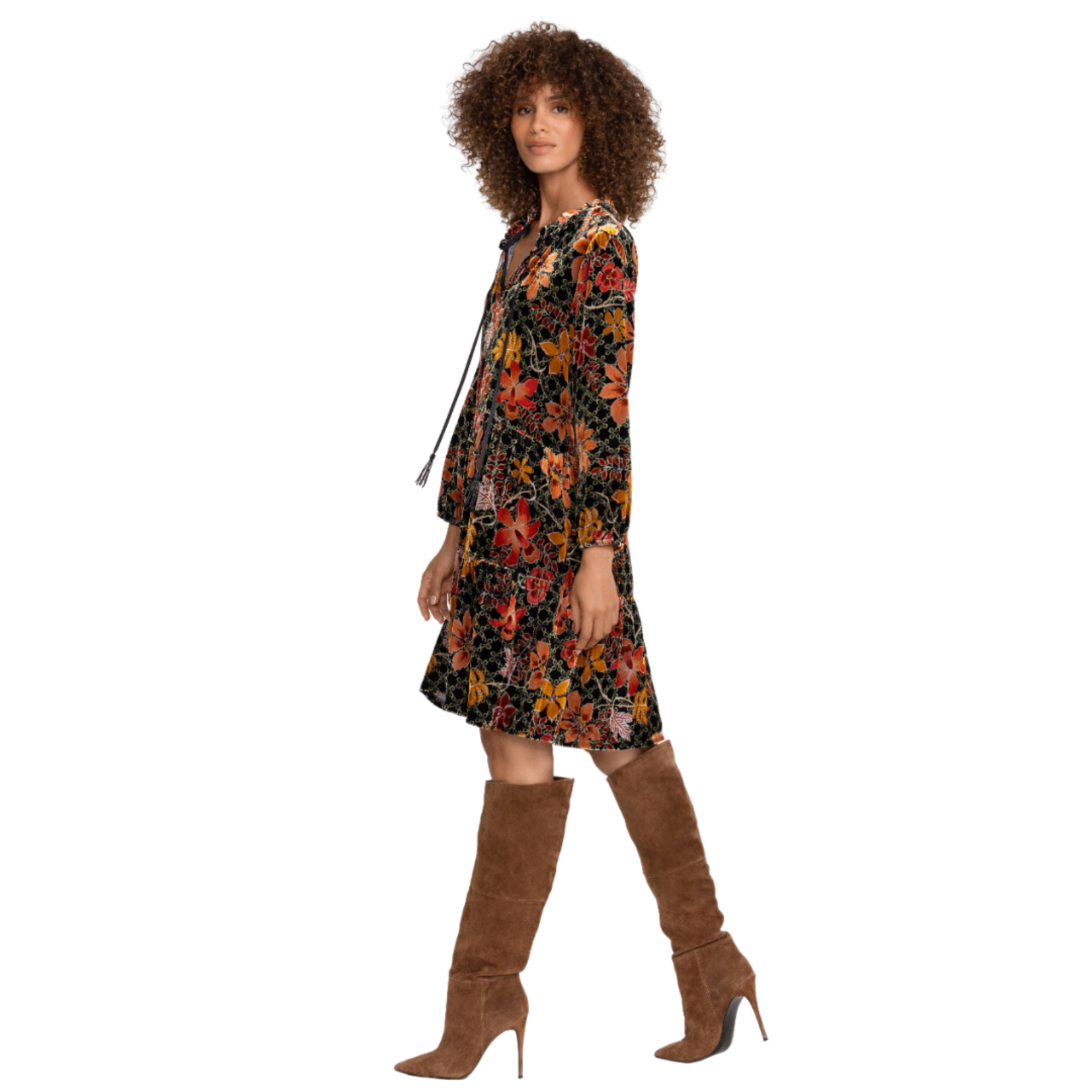 Johnny Was JASMOON FLORE VELVET FIELD TIERED DRESS