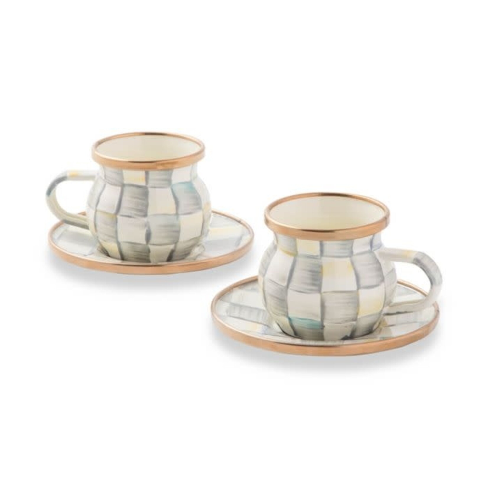 MacKenzie-Childs Sterling Check Enamel Espresso Cup & Saucer Set