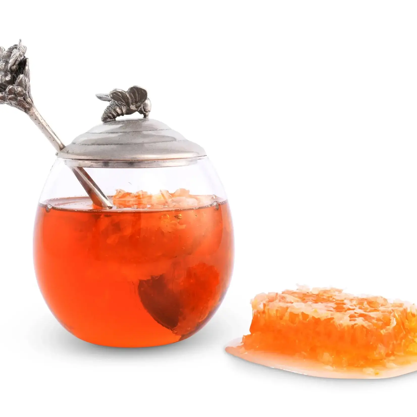 Vagabond House Bee Glass Honey Pot with Spoon