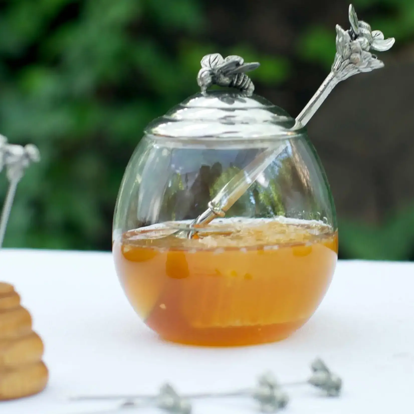 Vagabond House Bee Glass Honey Pot with Spoon