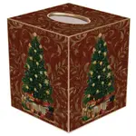 Marye-Kelley Christmas Tree on Red Damask Tissue Box Cover