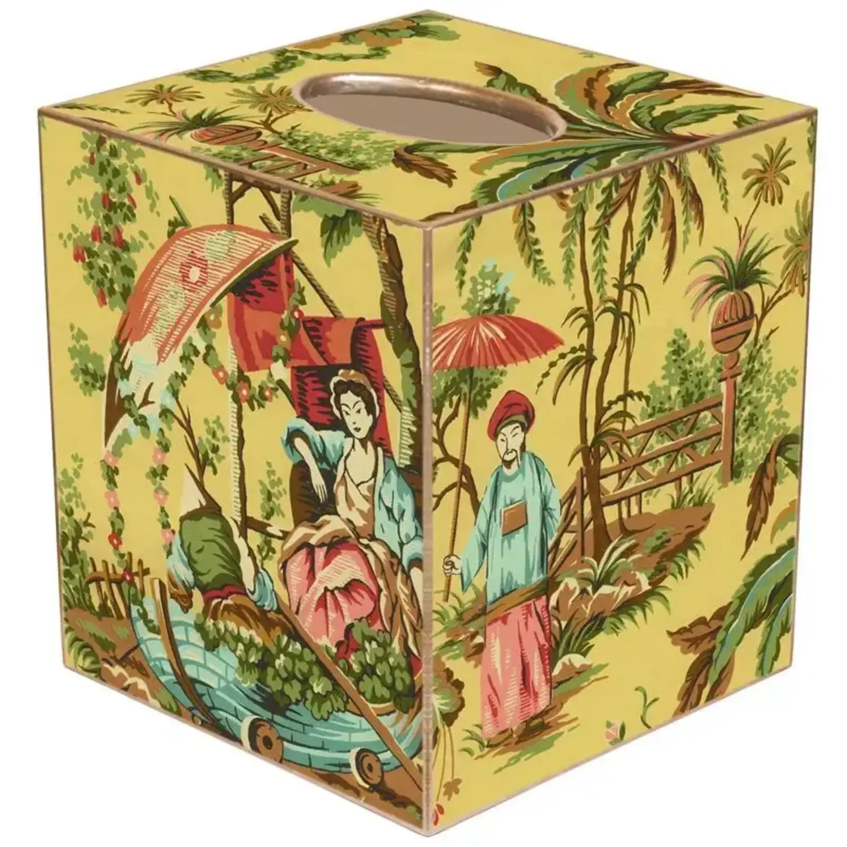 Marye-Kelley Yellow Chinois Tissue Box Cover