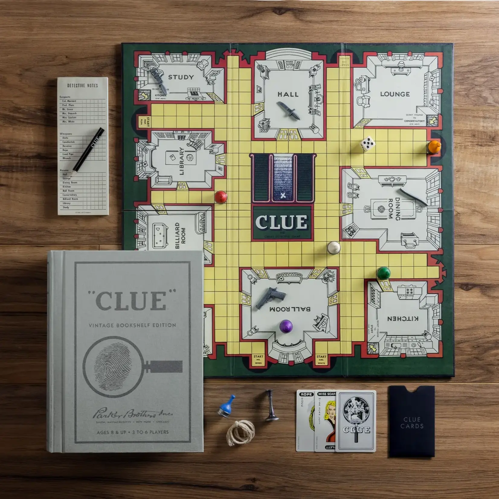WS Game Company Clue Vintage Bookshelf Game