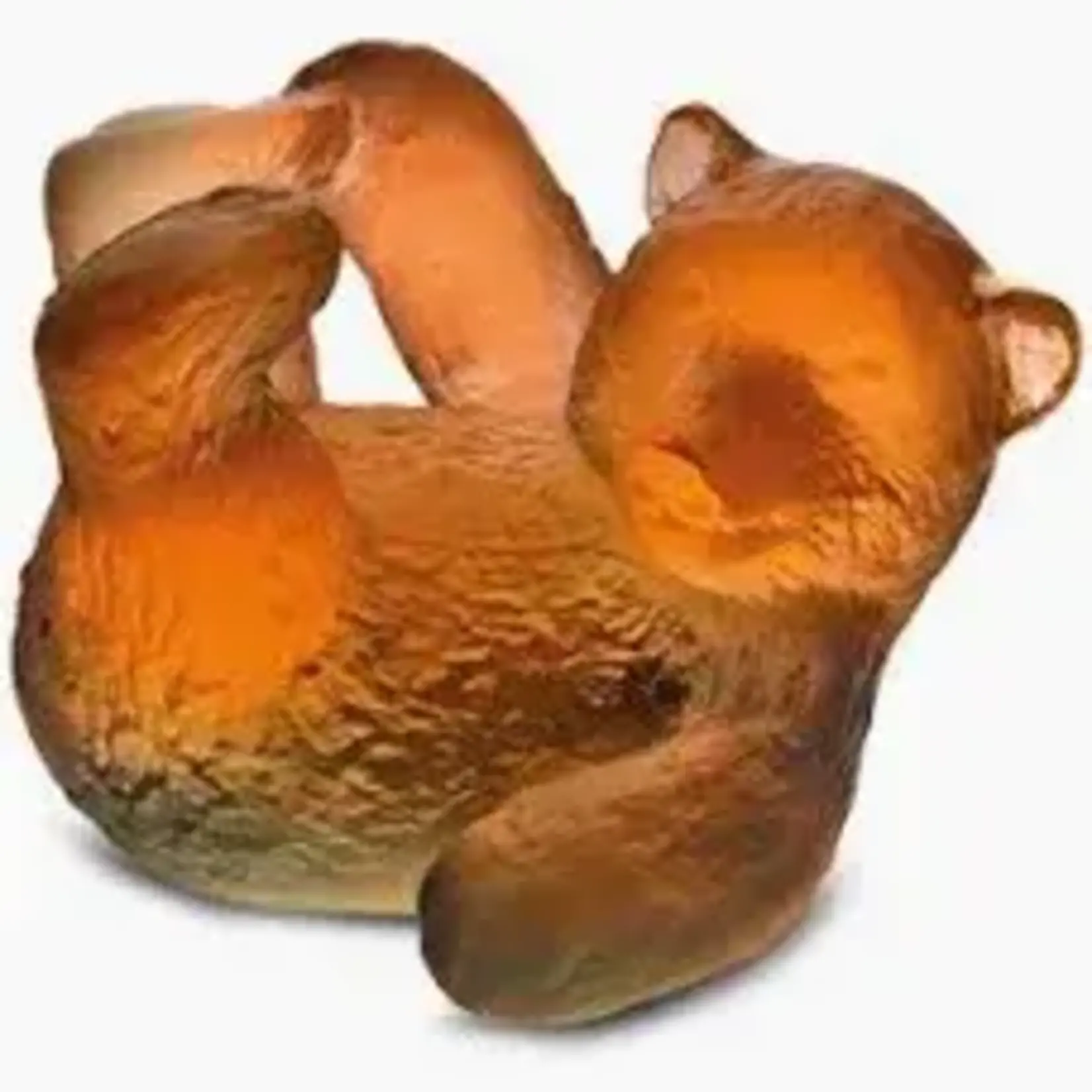 Daum Crystal Bear Cub Mini Amber Grey