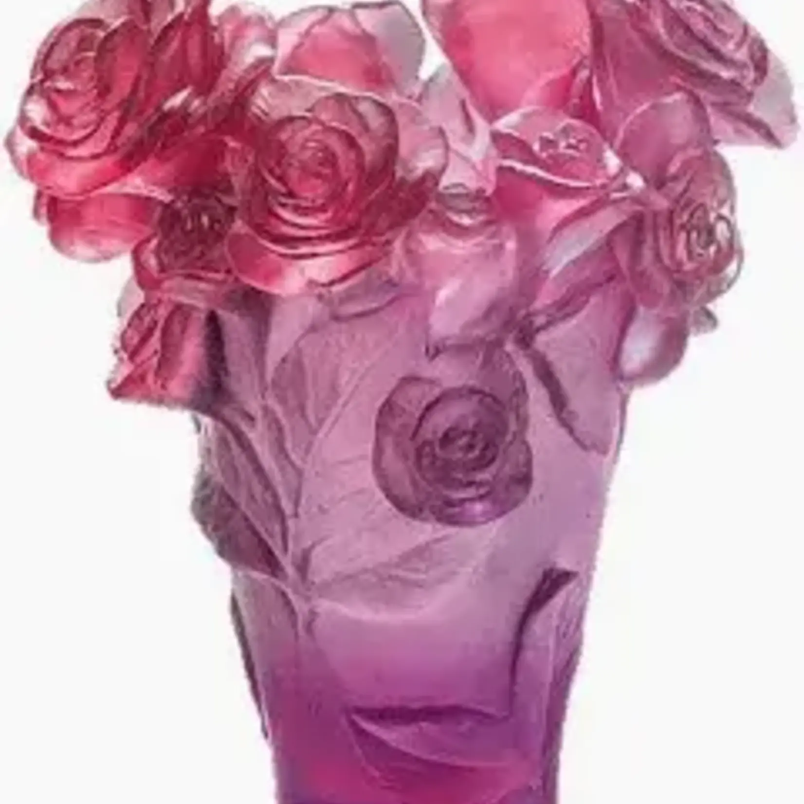 Daum Small Rose Passion Vase in Red and Purple