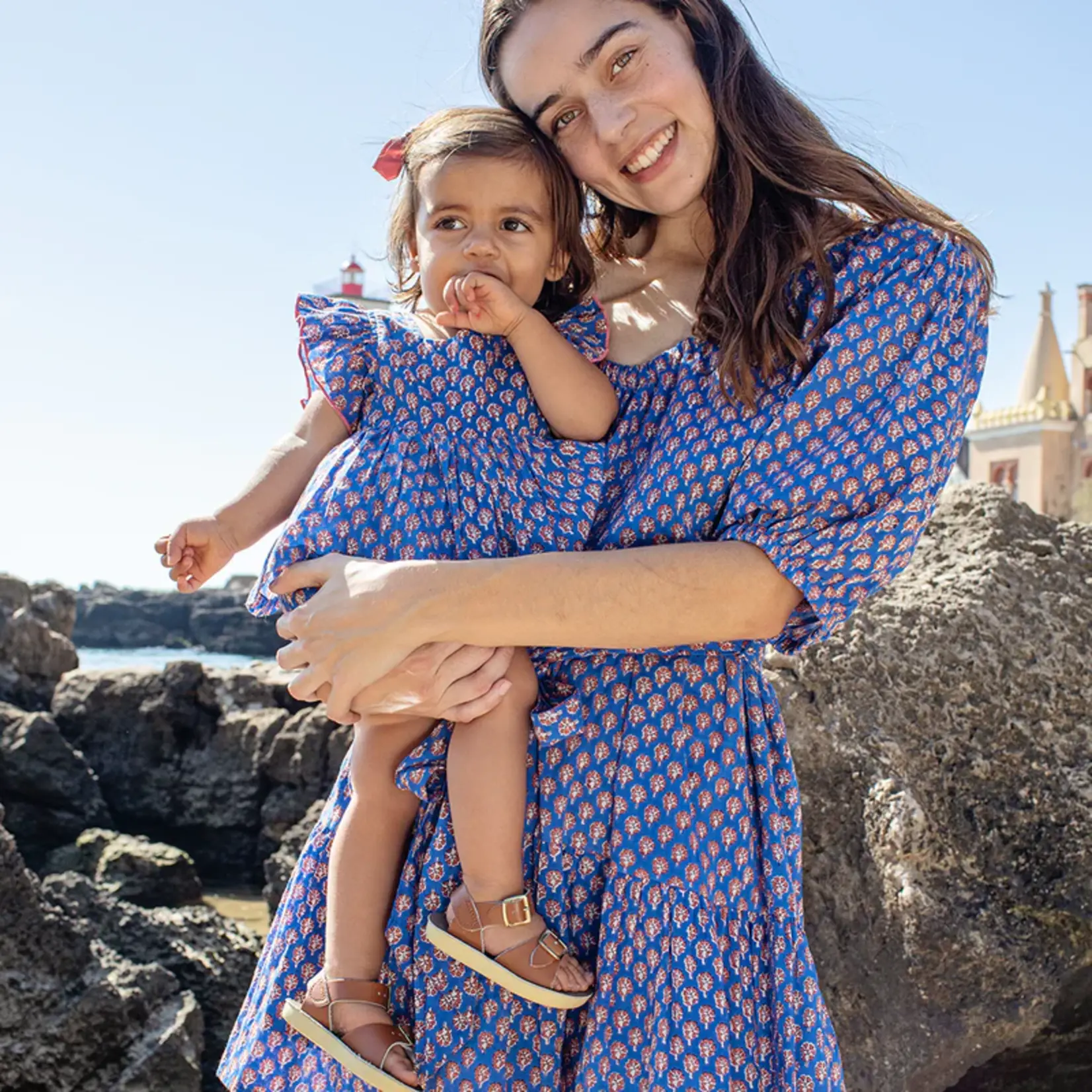 Pink Chicken Womens Emily Dress - Blue Lisbon Ditsy