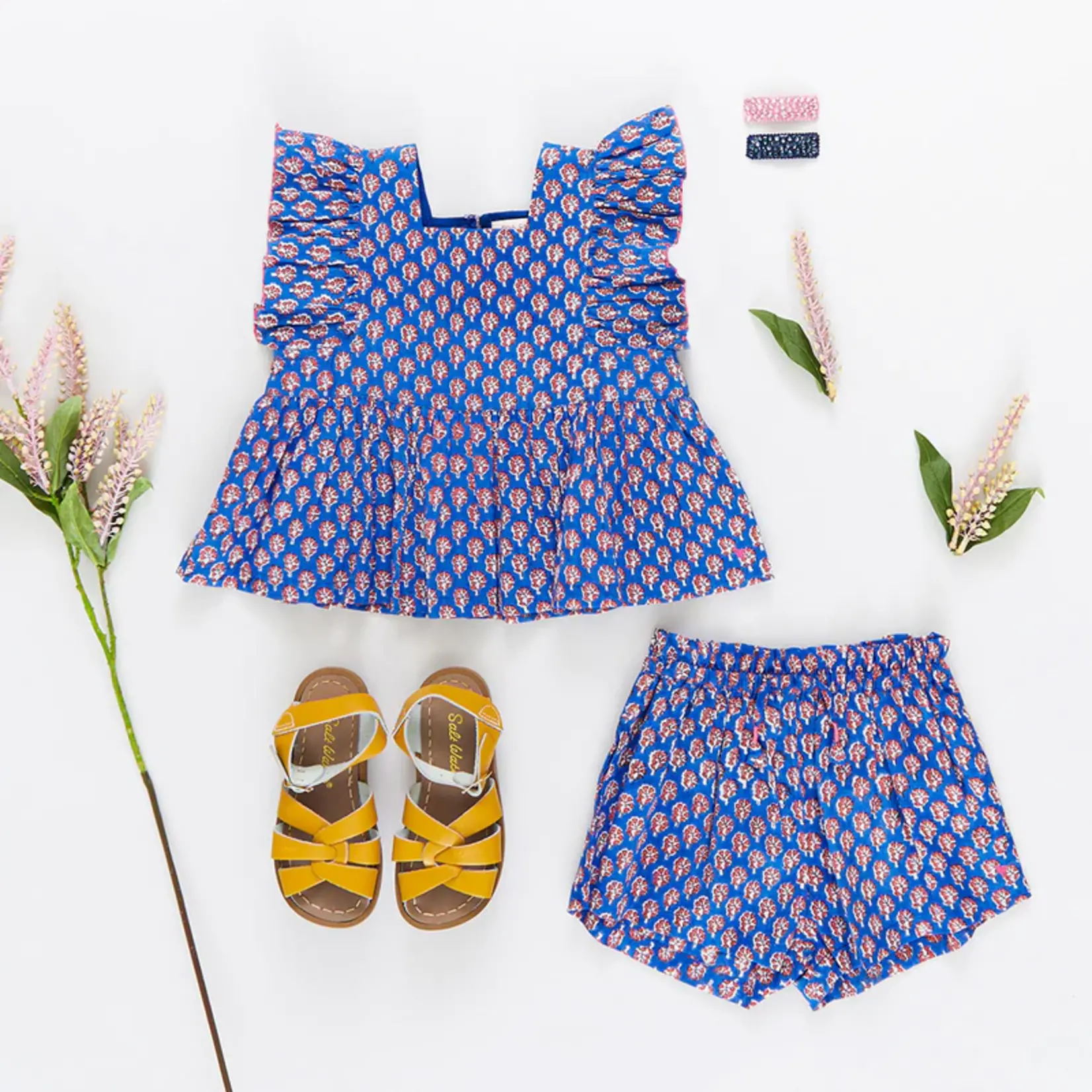 Pink Chicken Girls Elsie 2-Piece Set - Blue Lisbon Ditsy