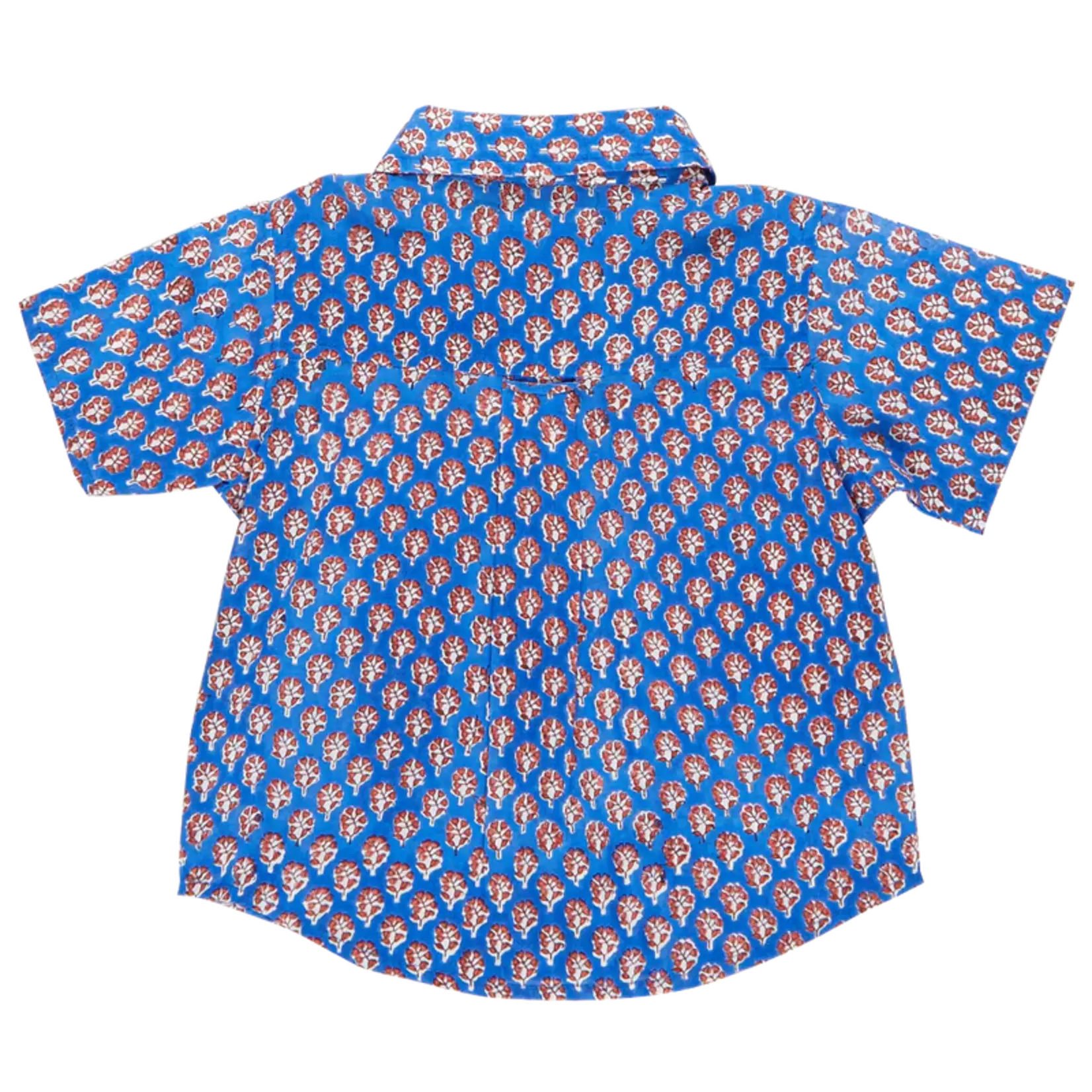 Pink Chicken Boys Jack Shirt - Blue Lisbon Ditsy
