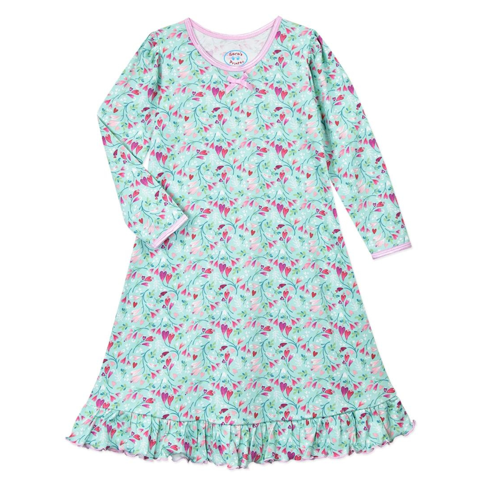 Sara's Prints Everyday Whirl-and-Twirl Long-Sleeve Heartflower Nightgown