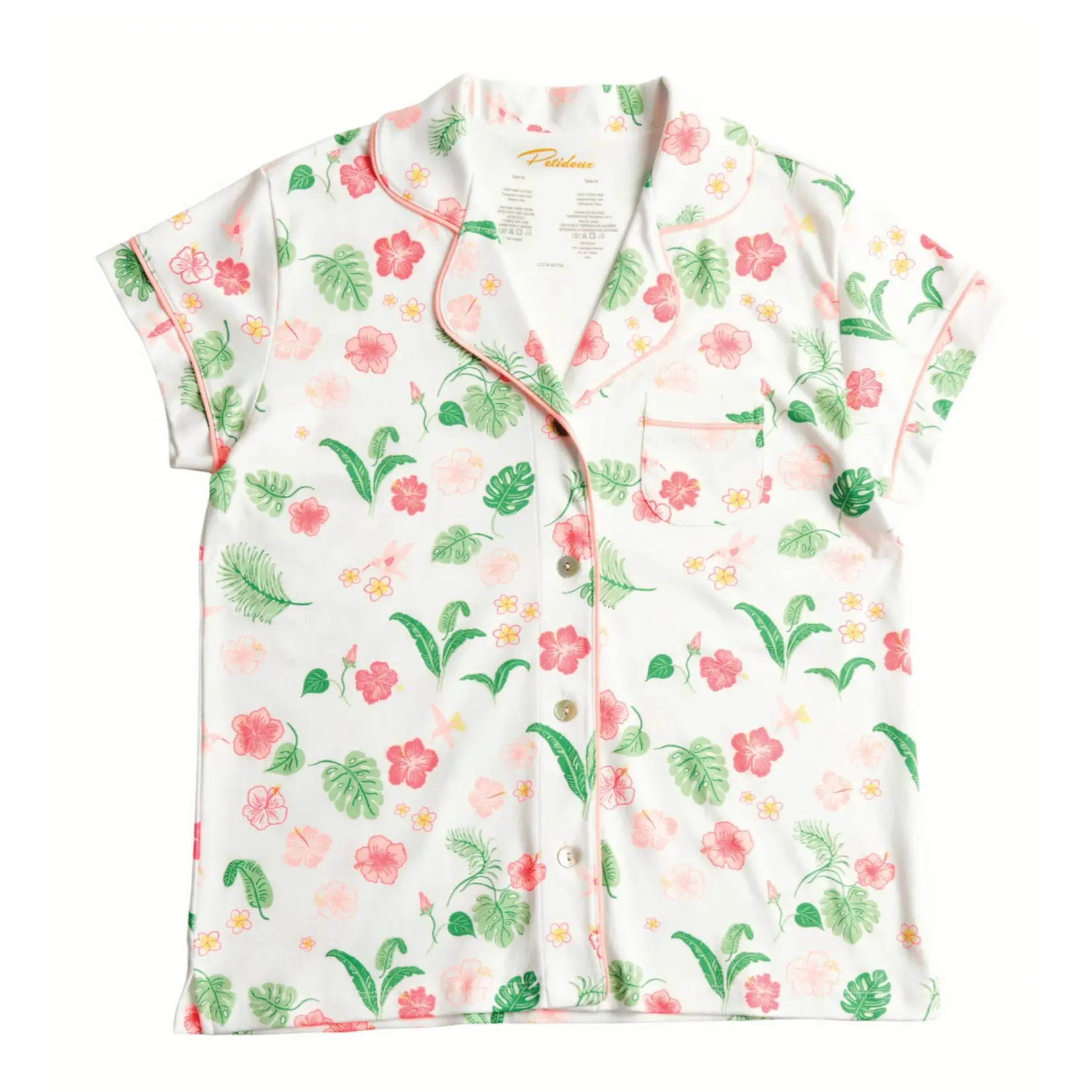 Petidoux Tropical Paradise Women's Pima Summer Pajama Loungewear Large