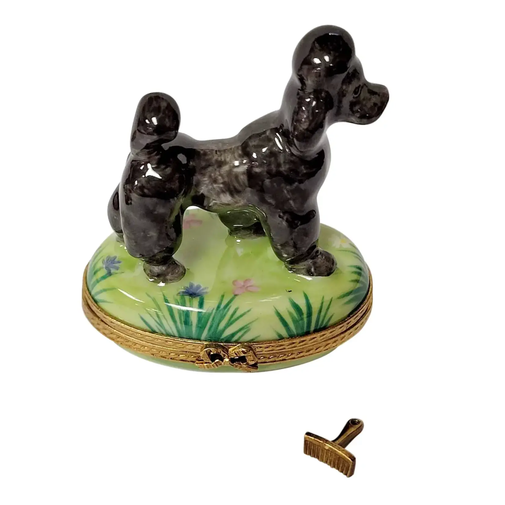 Rochard Limoges Black Poodle With Removable Grooming Tool