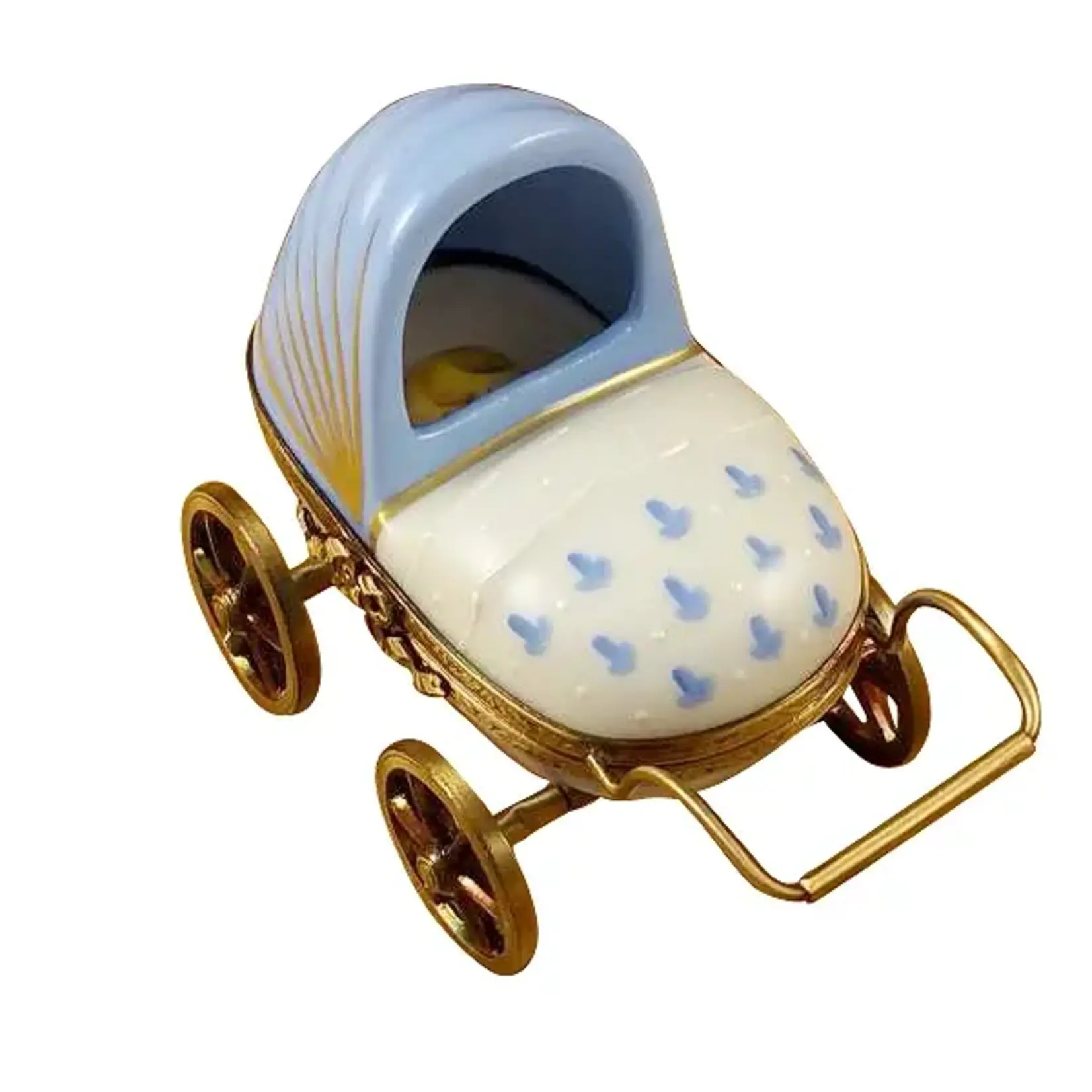Rochard Limoges Boxes Blue Baby Carriage
