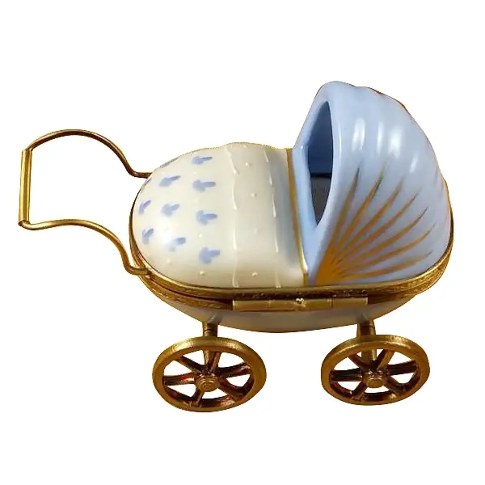 Rochard Limoges Boxes Blue Baby Carriage