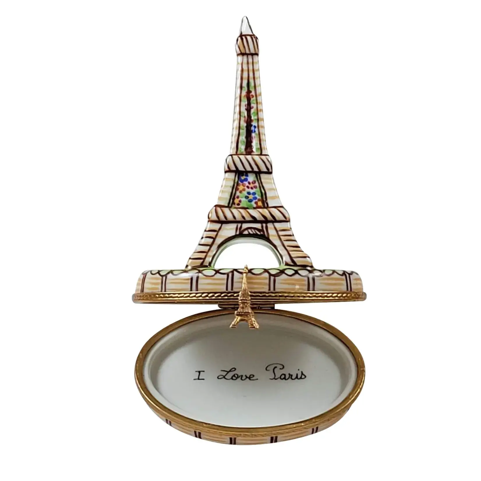 Rochard Limoges Brown Eiffel Tower - "I Love Paris" Painted Inside