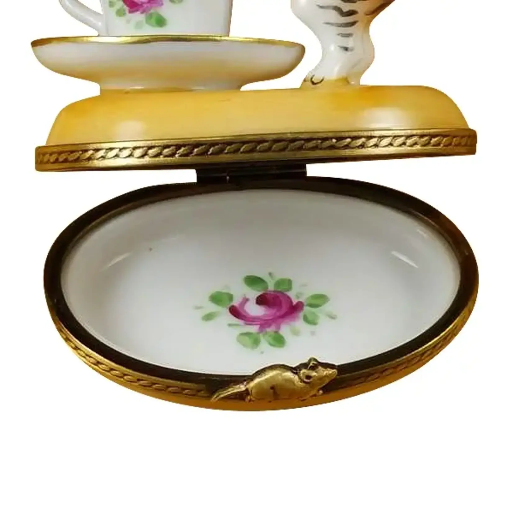 Rochard Limoges Boxes Cat w/Milk