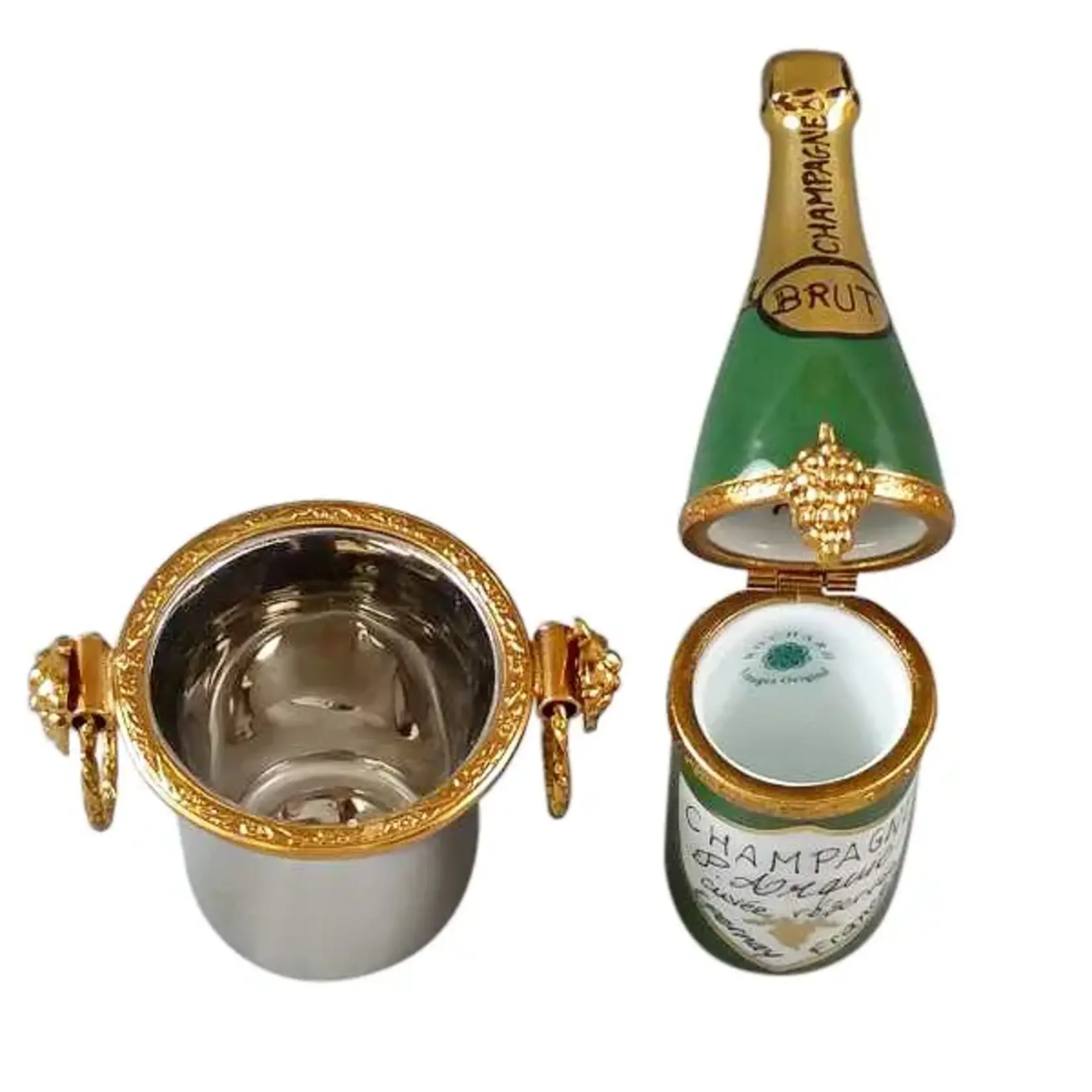 Rochard Limoges Champagne Bottle In Silver Bucket