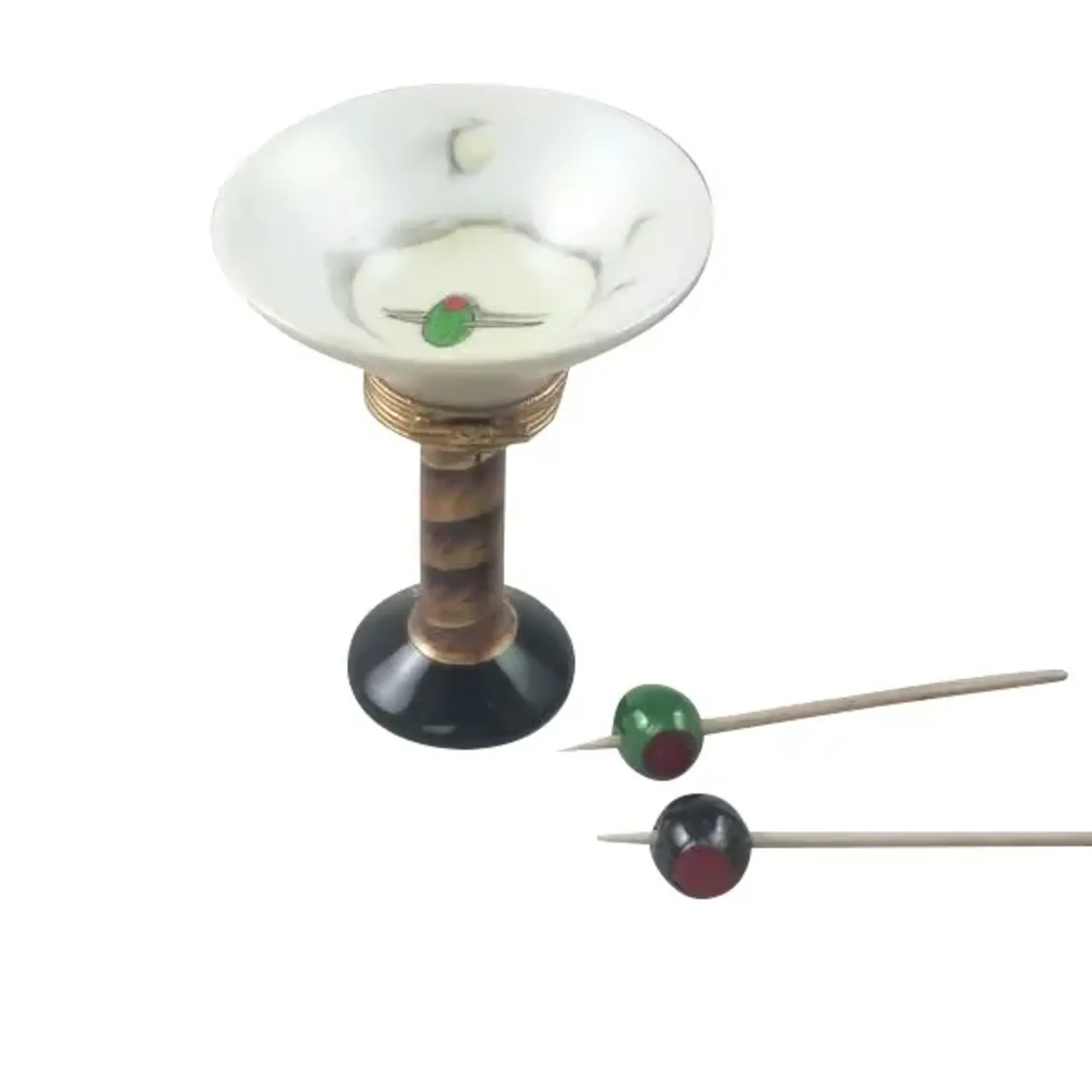 Rochard Limoges Boxes Martini Glass With Olives