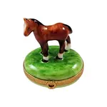 Rochard Limoges Standing Mini Horse With A Removable Brass Horseshoe