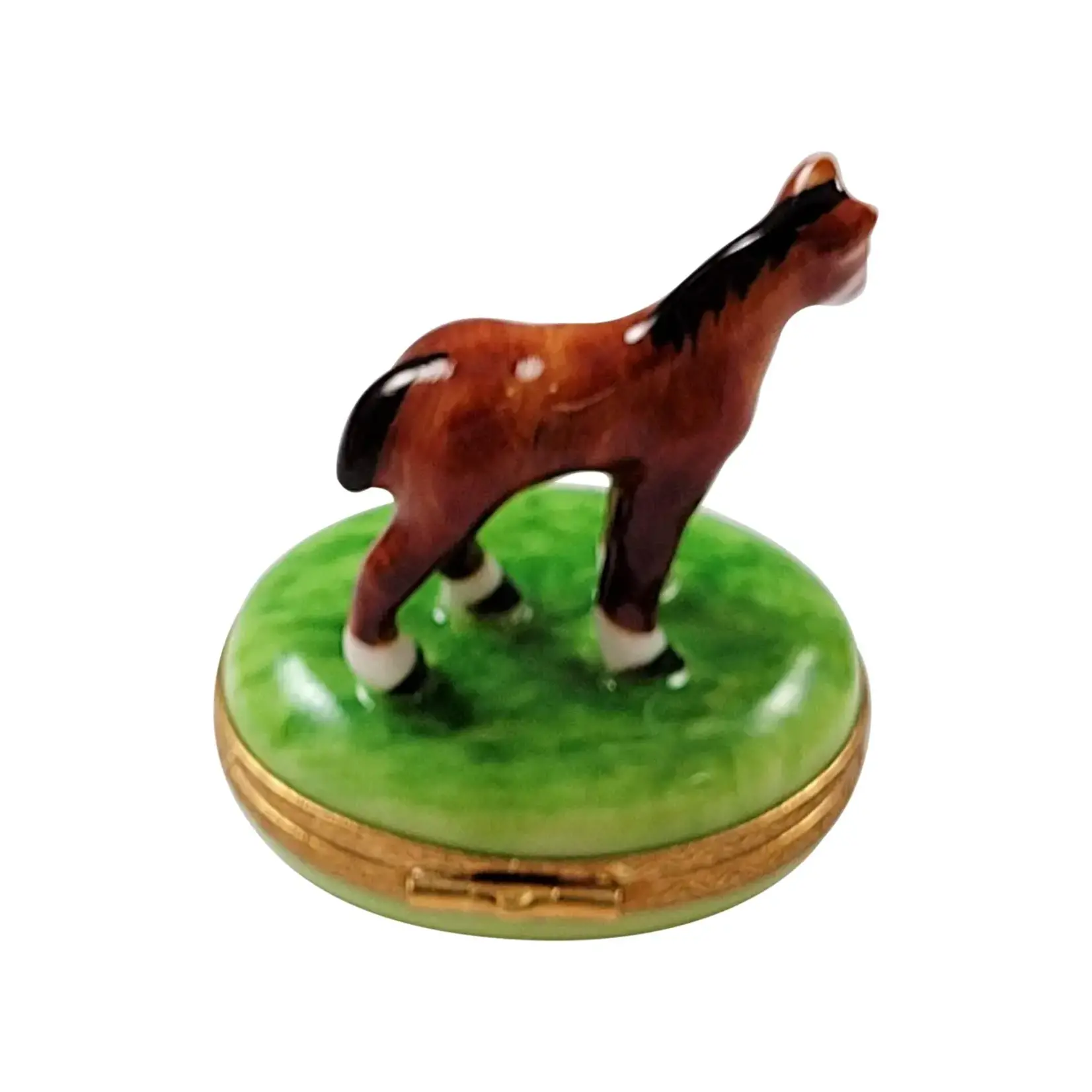 Rochard Limoges Standing Mini Horse With A Removable Brass Horseshoe