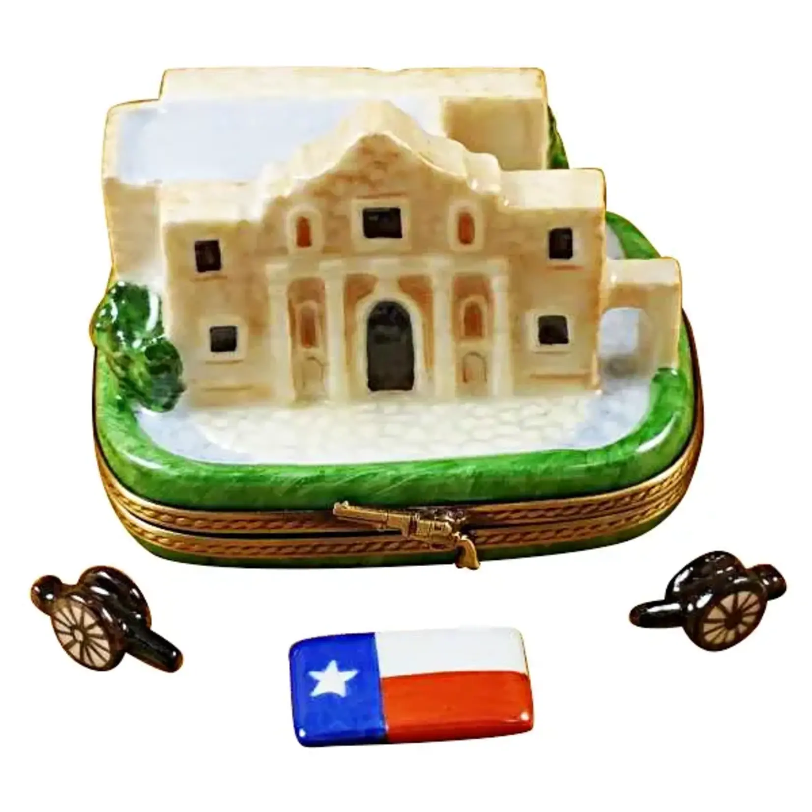 Rochard Limoges Boxes The Alamo w/Cannons And Texas Flag