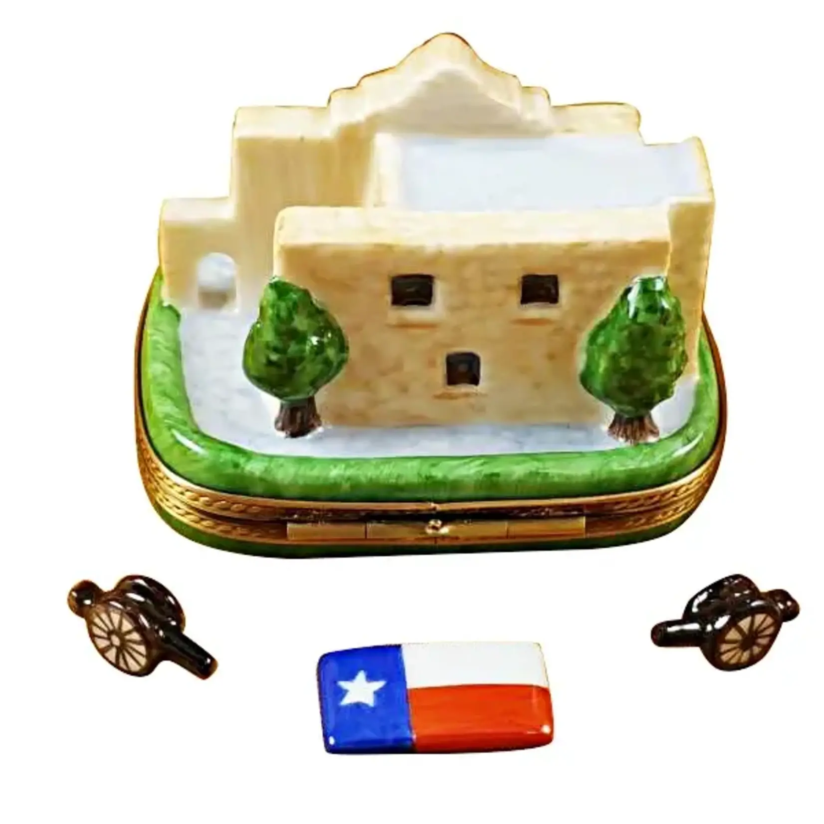 Rochard Limoges Boxes The Alamo w/Cannons And Texas Flag