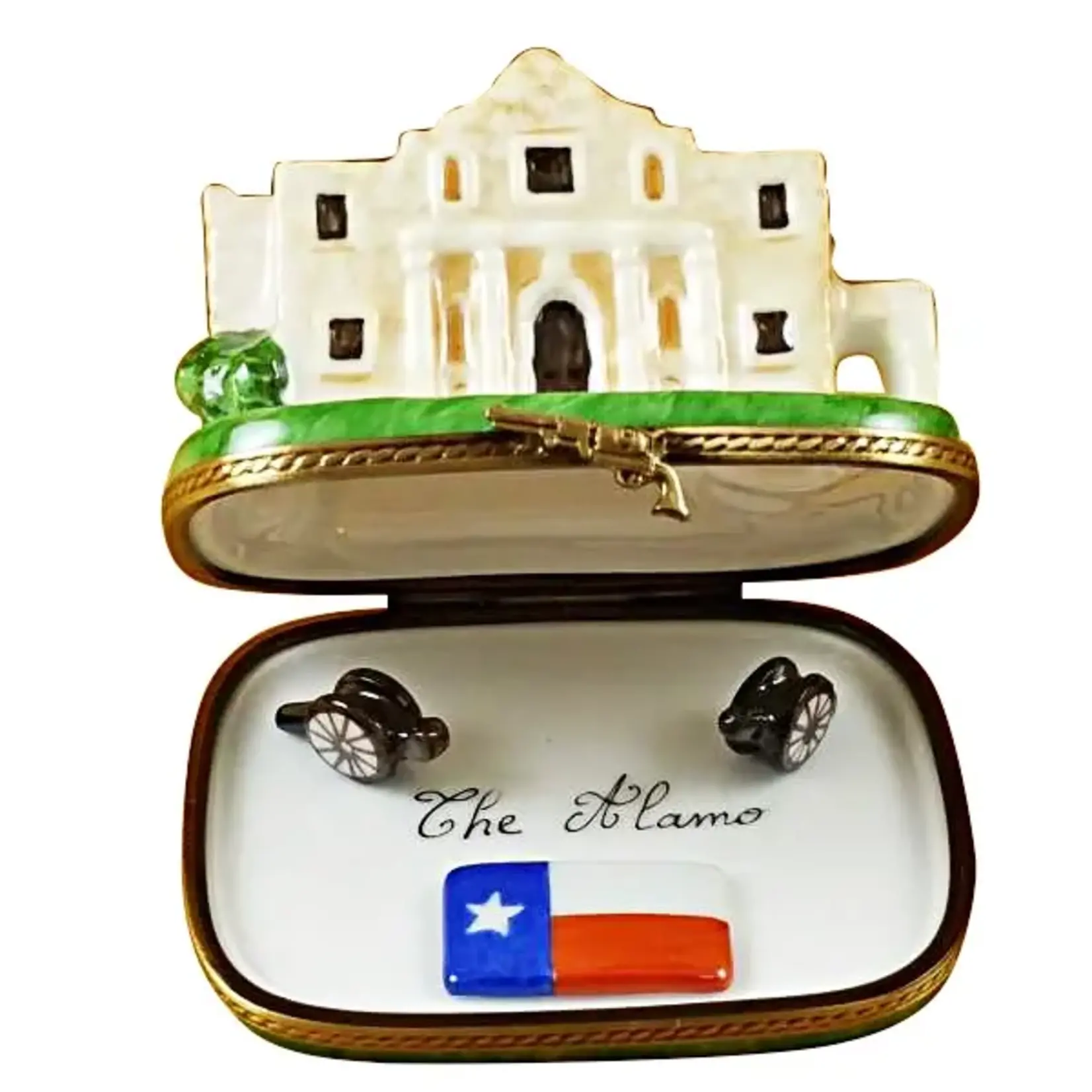 Rochard Limoges Boxes The Alamo w/Cannons And Texas Flag