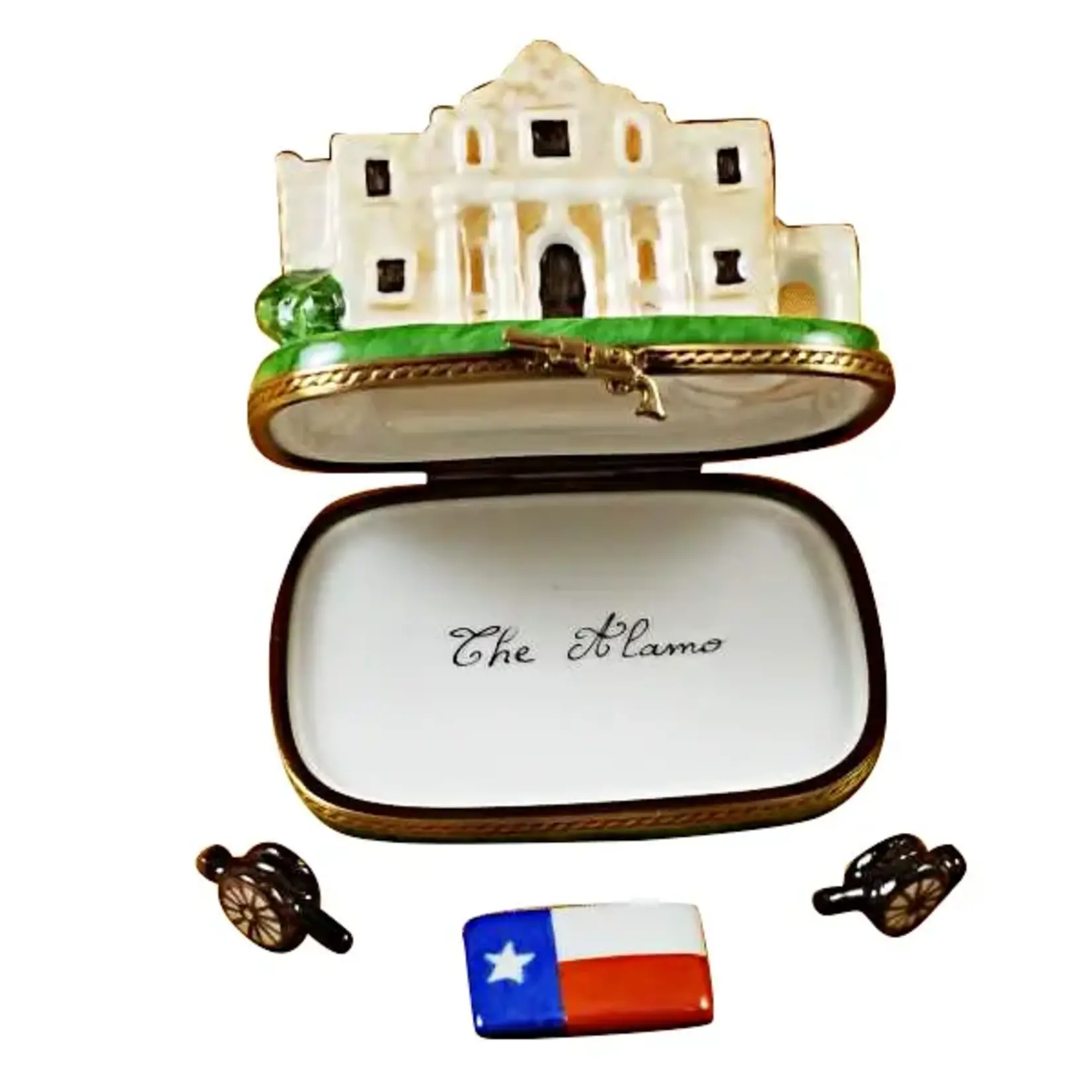 Rochard Limoges Boxes The Alamo w/Cannons And Texas Flag