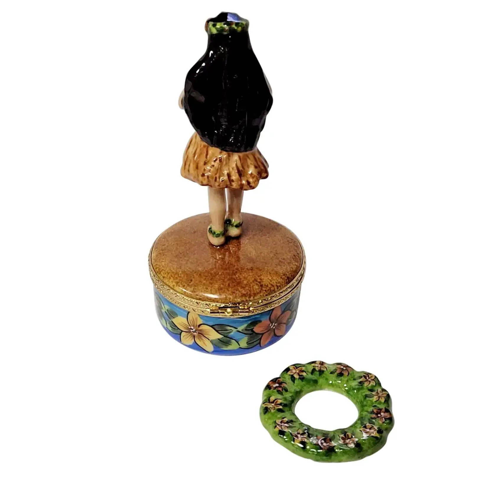 Rochard Limoges Boxes Hawaiian Hula Dancer With Removable Lei