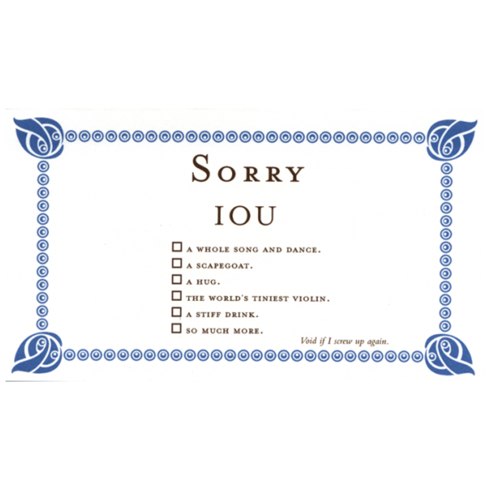 Quiplip Sorry IOU Card
