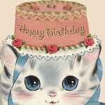 Laughing Elephant Birthday Hat Kitty - Birthday Card