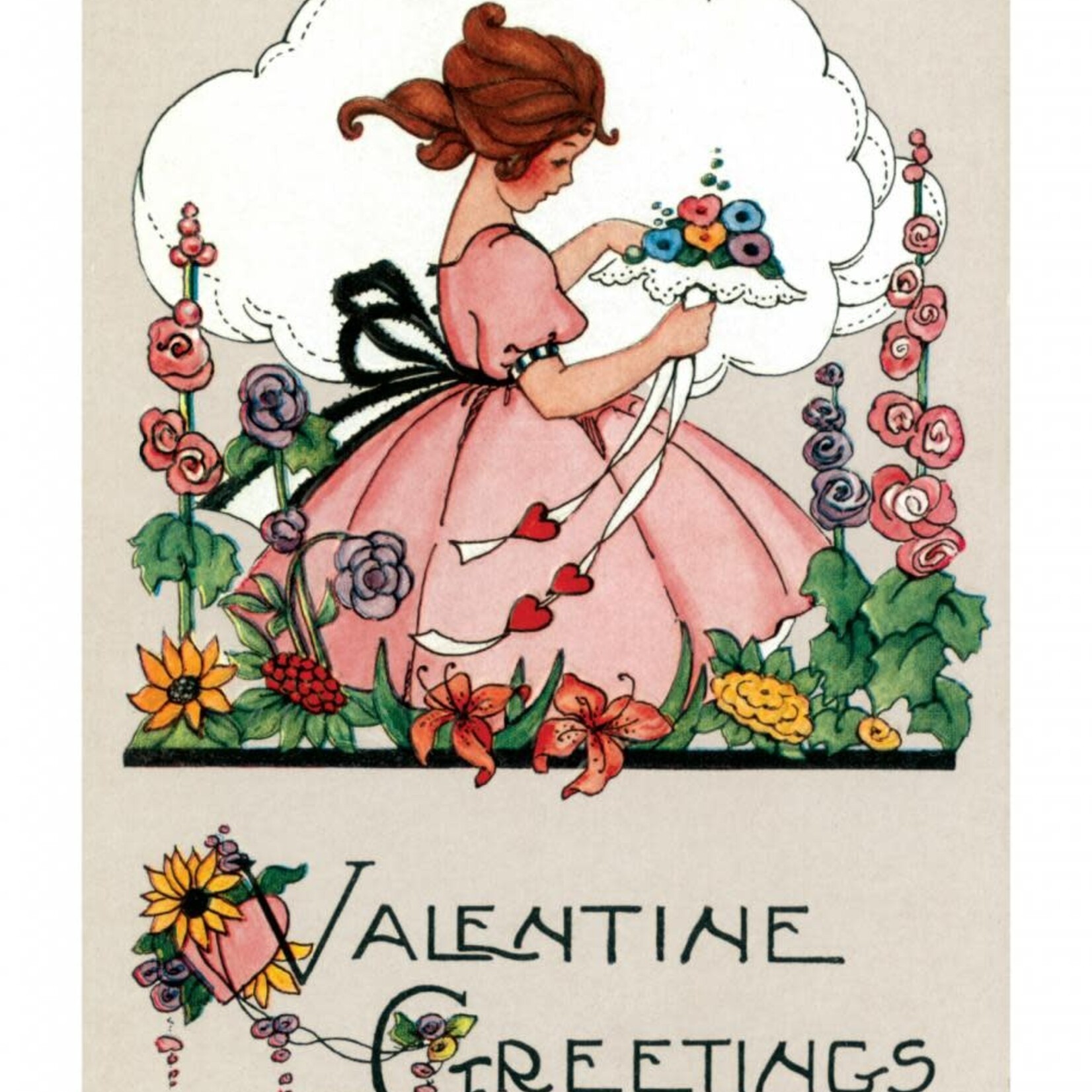 Rifle Paper Company Little Girl With Lacy Bouquet - Valentine's Day Card